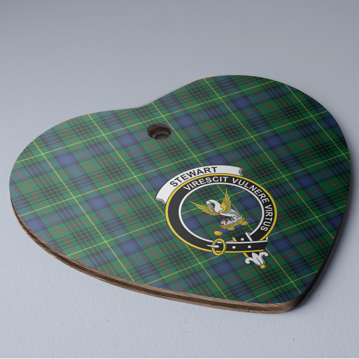 Clan Stewart Hunting Modern Tartan Crest Heart Ceramic Ornament RM49 Stewart Hunting Modern Tartan Tartan Christmas   