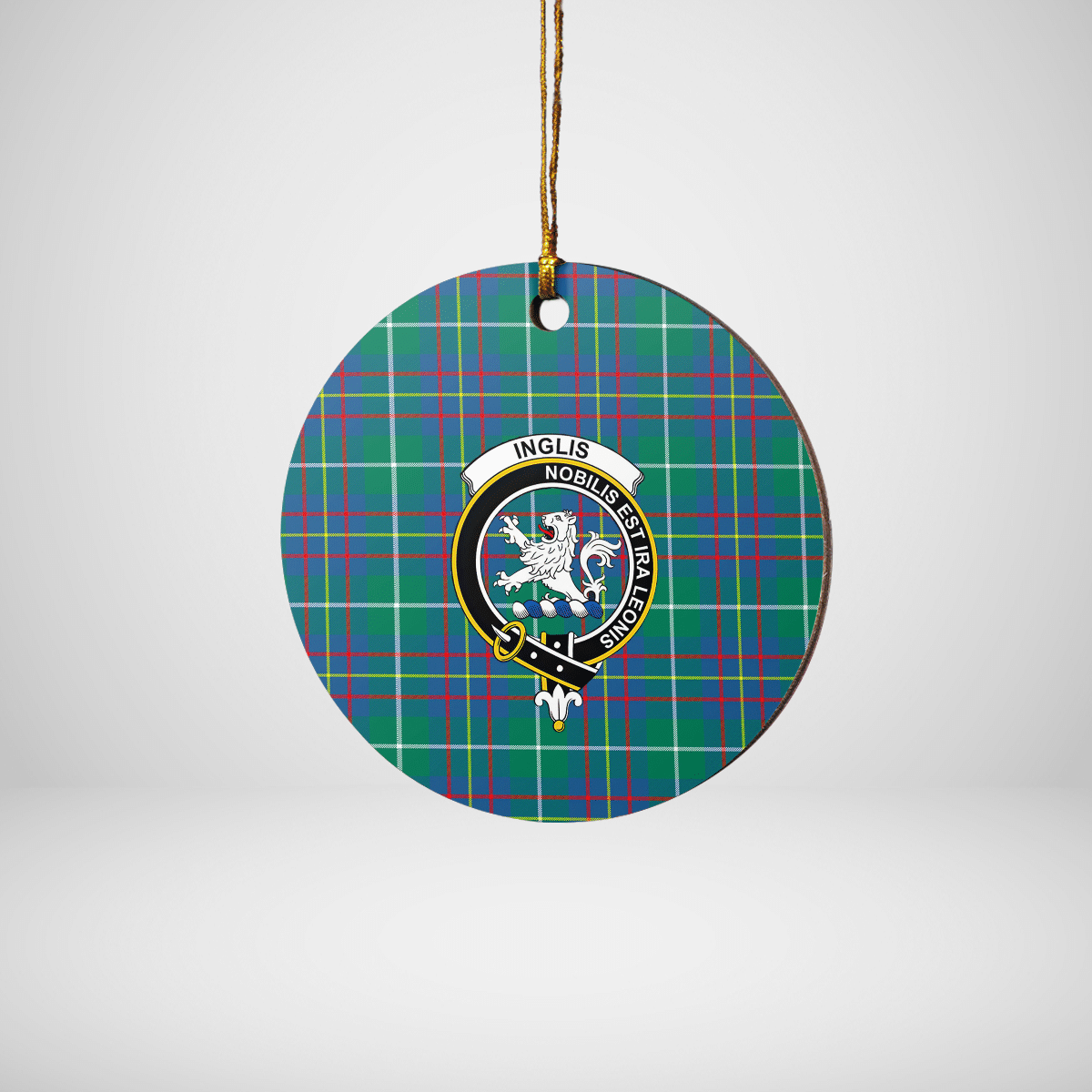 Clan Inglis Ancient Tartan Crest Round Ceramic Ornament LZ37 Inglis Ancient Tartan Tartan Christmas   