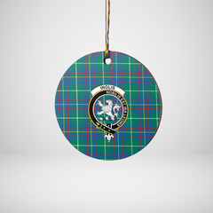 Clan Inglis Ancient Tartan Crest Round Ceramic Ornament LZ37 Inglis Ancient Tartan Tartan Christmas   