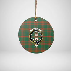 Clan Menzies Green Ancient Tartan Crest Round Ceramic Ornament NM23 Menzies Green Ancient Tartan Tartan Christmas   