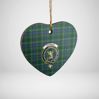 Clan Stewart Hunting Modern Tartan Crest Heart Ceramic Ornament
