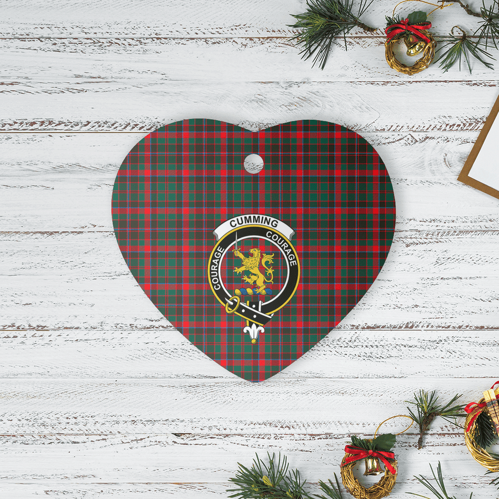 Clan Cumming Hunting Modern Tartan Crest Heart Ceramic Ornament BN74 Cumming Hunting Modern Tartan Tartan Christmas   