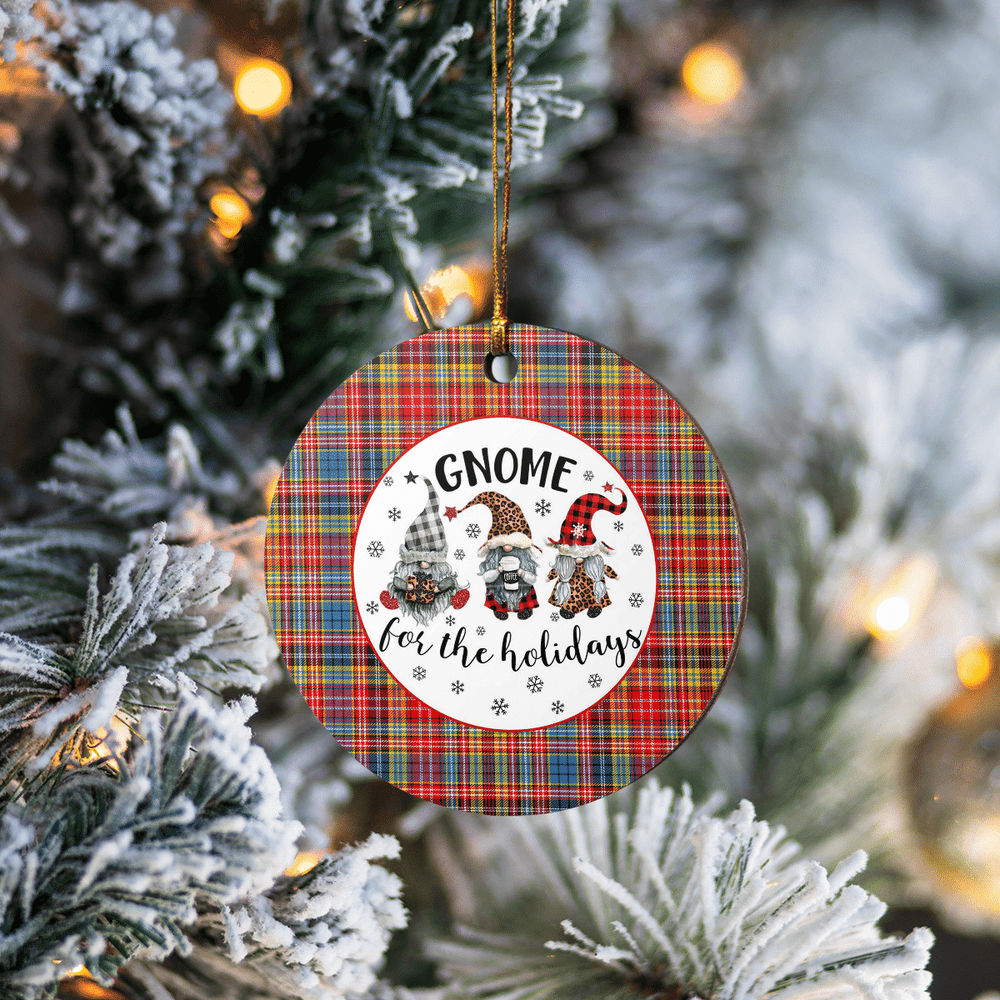 Clan Ogilvie of Airlie Ancient Tartan Tartan Crest Gnome Round Ceramic Ornament TL52 Ogilvie of Airlie Ancient Tartan Tartan Christmas   