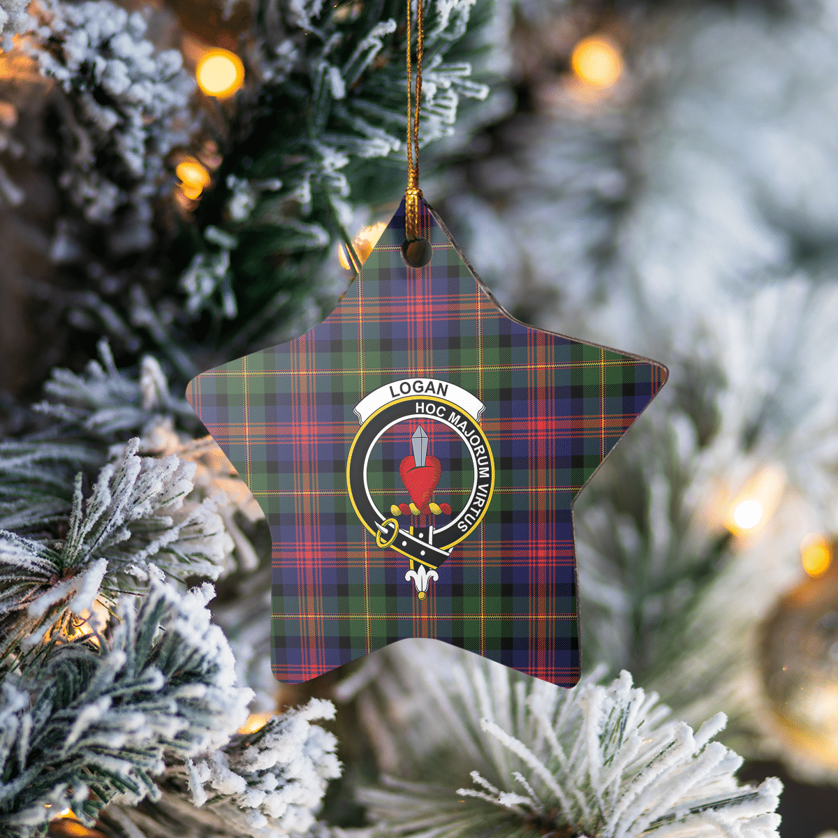 Clan Logan Modern Tartan Crest Star Ceramic Ornament QO78 Logan Modern Tartan Tartan Christmas   