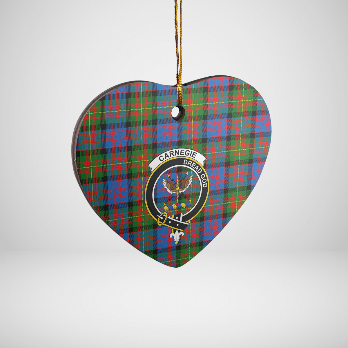 Clan Carnegie Ancient Tartan Crest Heart Ceramic Ornament ZO49 Carnegie Ancient Tartan Tartan Christmas   