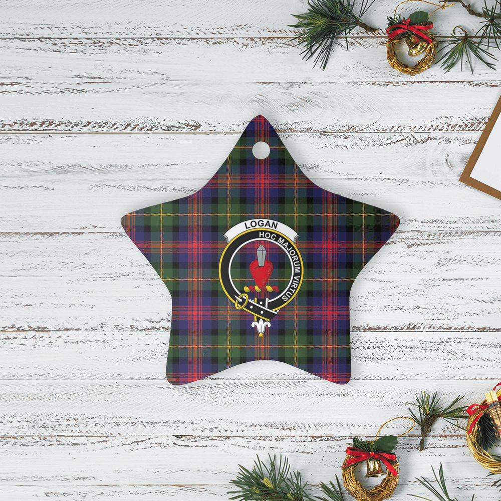 Clan Logan Modern Tartan Crest Star Ceramic Ornament QO78 Logan Modern Tartan Tartan Christmas   