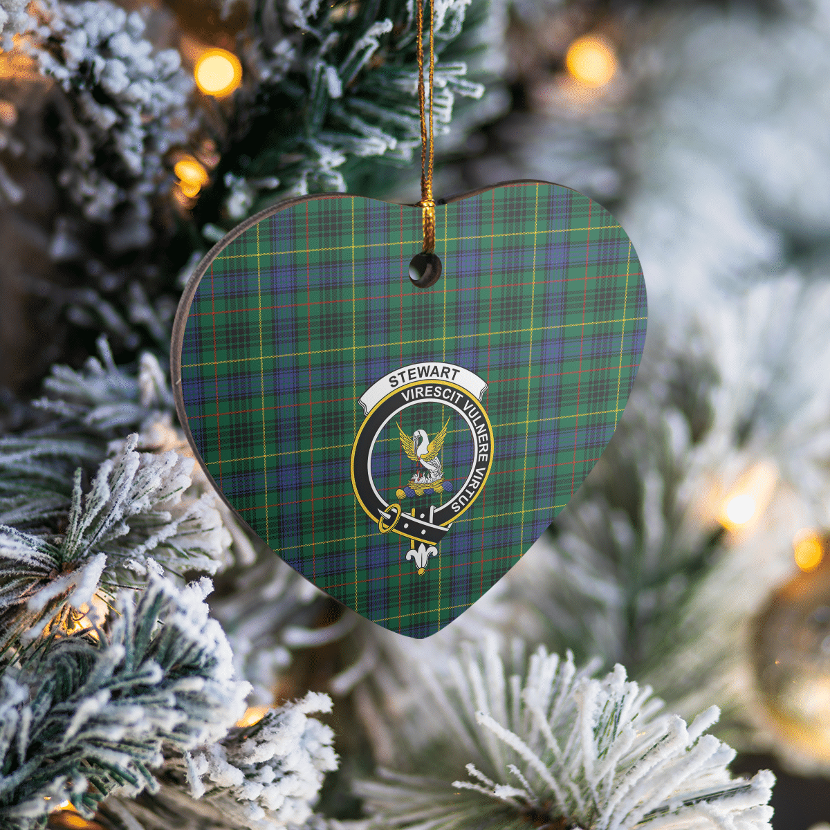 Clan Stewart Hunting Modern Tartan Crest Heart Ceramic Ornament RM49 Stewart Hunting Modern Tartan Tartan Christmas   