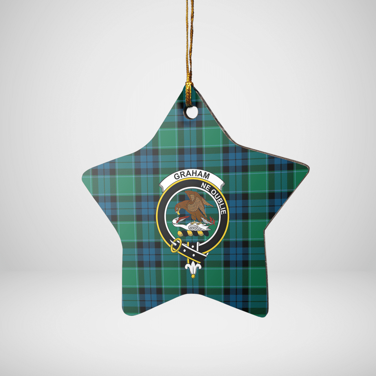 Clan Graham of Menteith Ancient Tartan Crest Star Ceramic Ornament VF30 Graham of Menteith Ancient Tartan Tartan Christmas   