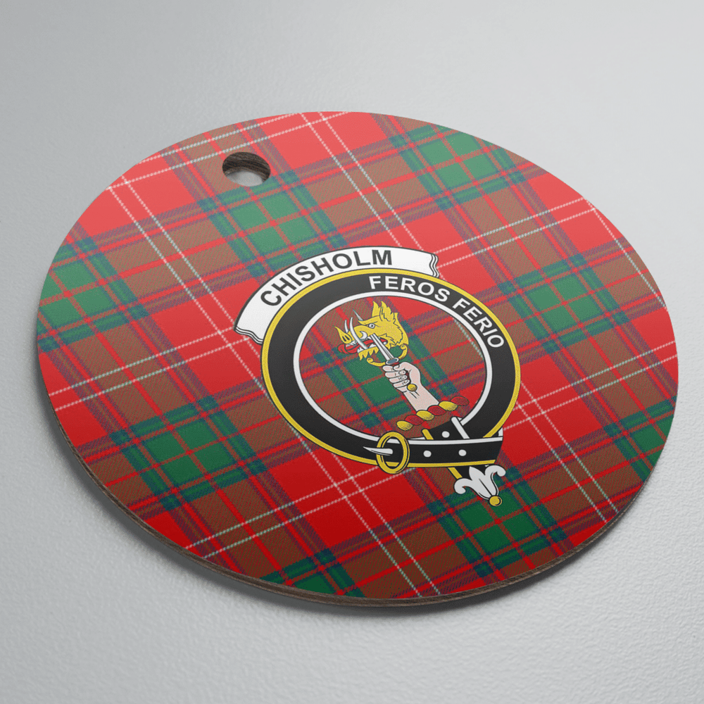 Clan Chisholm Modern Tartan Crest Round Ceramic Ornament TS14 Chisholm Modern Tartan Tartan Christmas   