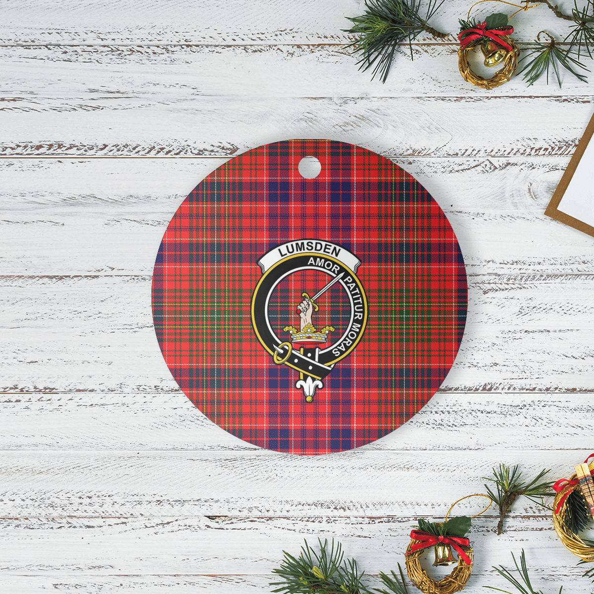 Clan Lumsden Modern Tartan Crest Round Ceramic Ornament SE91 Lumsden Modern Tartan Tartan Christmas   