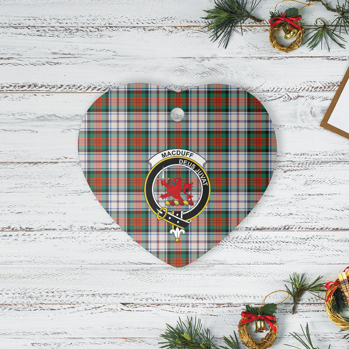 Clan MacDuff Dress Ancient Tartan Crest Heart Ceramic Ornament LL60 MacDuff Dress Ancient Tartan Tartan Christmas   