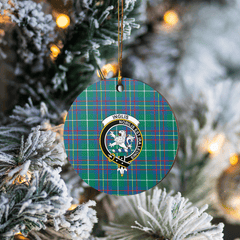 Clan Inglis Ancient Tartan Crest Round Ceramic Ornament LZ37 Inglis Ancient Tartan Tartan Christmas   