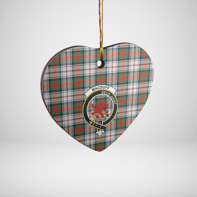 Clan MacDuff Dress Ancient Tartan Crest Heart Ceramic Ornament