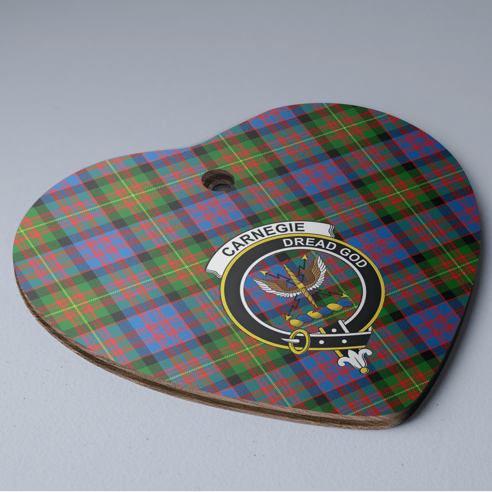 Clan Carnegie Ancient Tartan Crest Heart Ceramic Ornament ZO49 Carnegie Ancient Tartan Tartan Christmas   