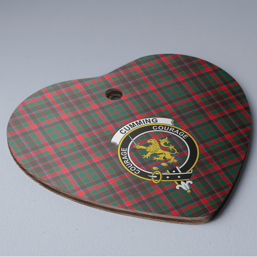 Clan Cumming Hunting Modern Tartan Crest Heart Ceramic Ornament BN74 Cumming Hunting Modern Tartan Tartan Christmas   