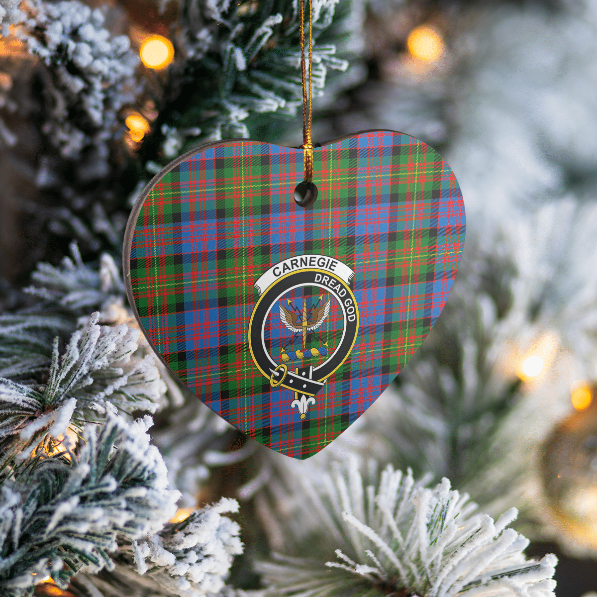 Clan Carnegie Ancient Tartan Crest Heart Ceramic Ornament ZO49 Carnegie Ancient Tartan Tartan Christmas   