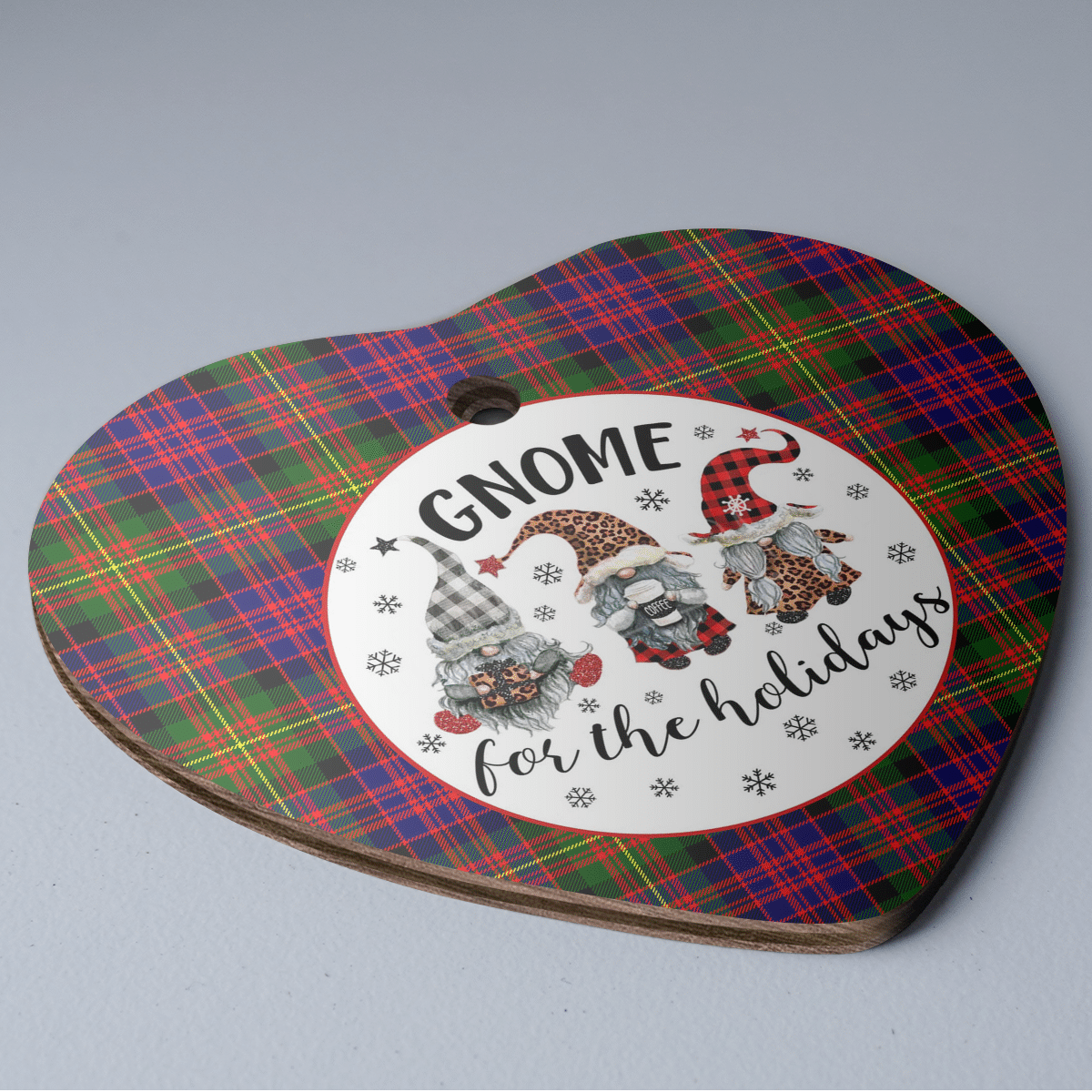 Clan Carnegie Modern Tartan Tartan Crest Gnome Heart Ceramic Ornament PR63 Carnegie Modern Tartan Tartan Christmas   