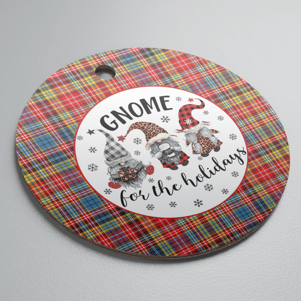 Clan Ogilvie of Airlie Ancient Tartan Tartan Crest Gnome Round Ceramic Ornament TL52 Ogilvie of Airlie Ancient Tartan Tartan Christmas   