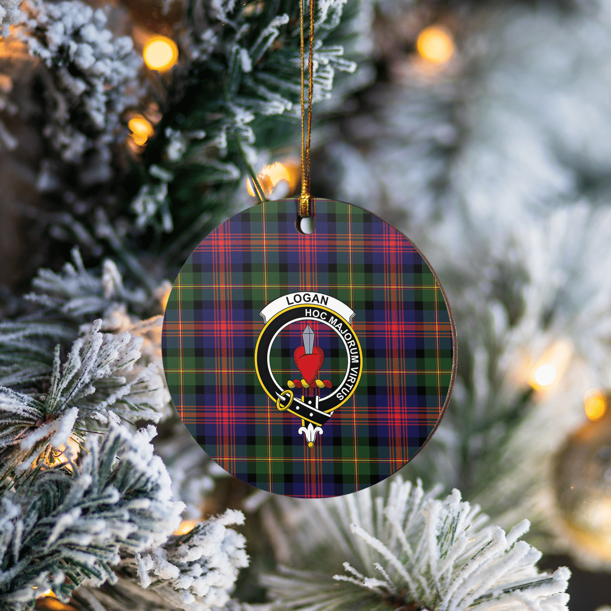 Clan Logan Modern Tartan Crest Round Ceramic Ornament KG54 Logan Modern Tartan Tartan Christmas   