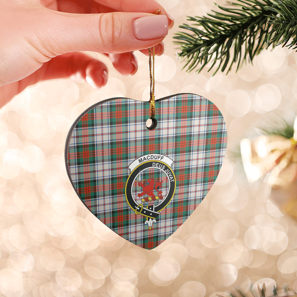 Clan MacDuff Dress Ancient Tartan Crest Heart Ceramic Ornament LL60 MacDuff Dress Ancient Tartan Tartan Christmas   