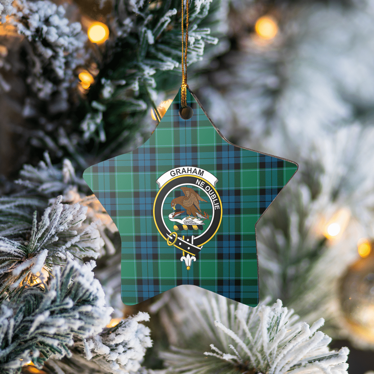 Clan Graham of Menteith Ancient Tartan Crest Star Ceramic Ornament VF30 Graham of Menteith Ancient Tartan Tartan Christmas   