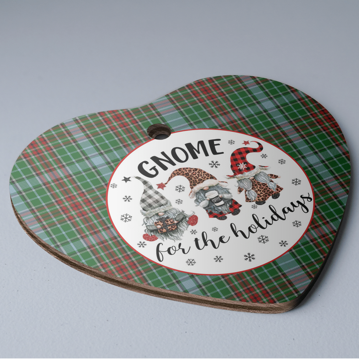 Clan Gayre Tartan Tartan Crest Gnome Heart Ceramic Ornament EB62 Gayre Tartan Tartan Christmas   