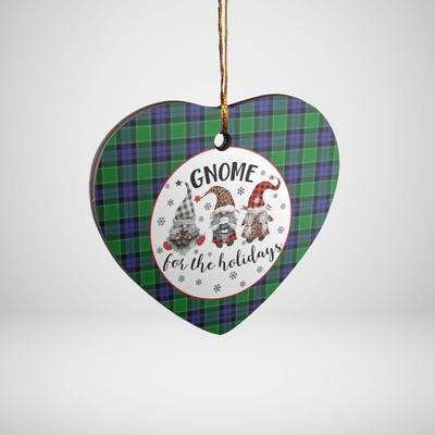 Clan Monteith Tartan Tartan Crest Gnome Heart Ceramic Ornament
