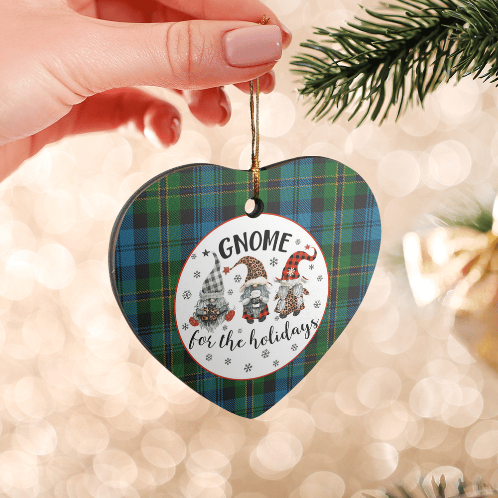 Clan Polaris Military Tartan Tartan Crest Gnome Heart Ceramic Ornament IQ63 Polaris Military Tartan Tartan Christmas   