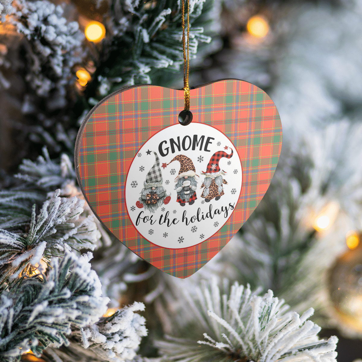 Clan Munro Ancient Tartan Tartan Crest Gnome Heart Ceramic Ornament ZY89 Munro Ancient Tartan Tartan Christmas   