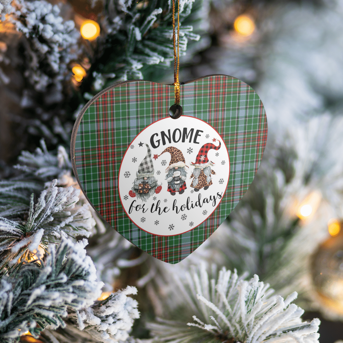 Clan Gayre Tartan Tartan Crest Gnome Heart Ceramic Ornament EB62 Gayre Tartan Tartan Christmas   