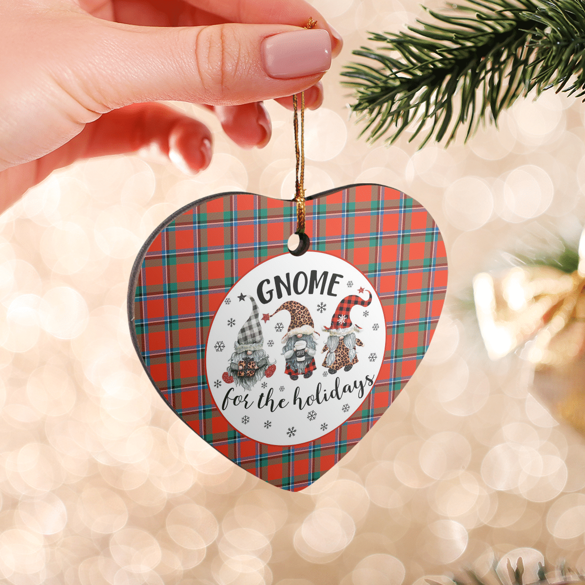 Clan Sinclair Ancient Tartan Tartan Crest Gnome Heart Ceramic Ornament AG43 Sinclair Ancient Tartan Tartan Christmas   