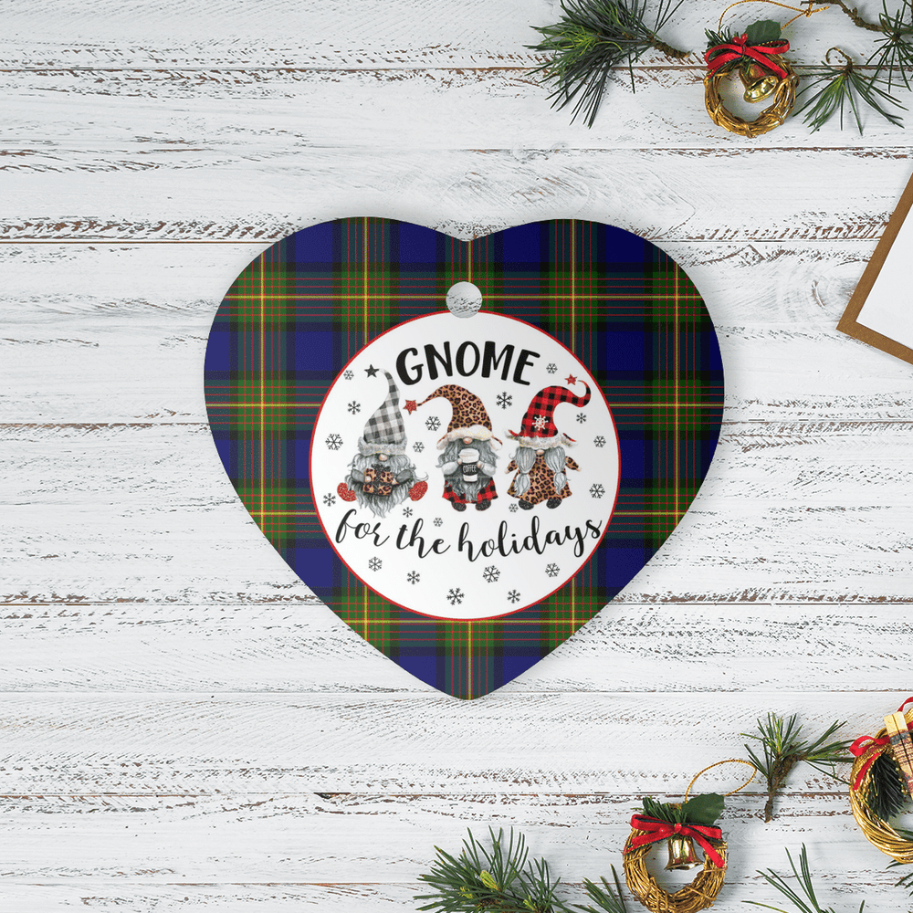 Clan Muir Tartan Tartan Crest Gnome Heart Ceramic Ornament MW33 Muir Tartan Tartan Christmas   