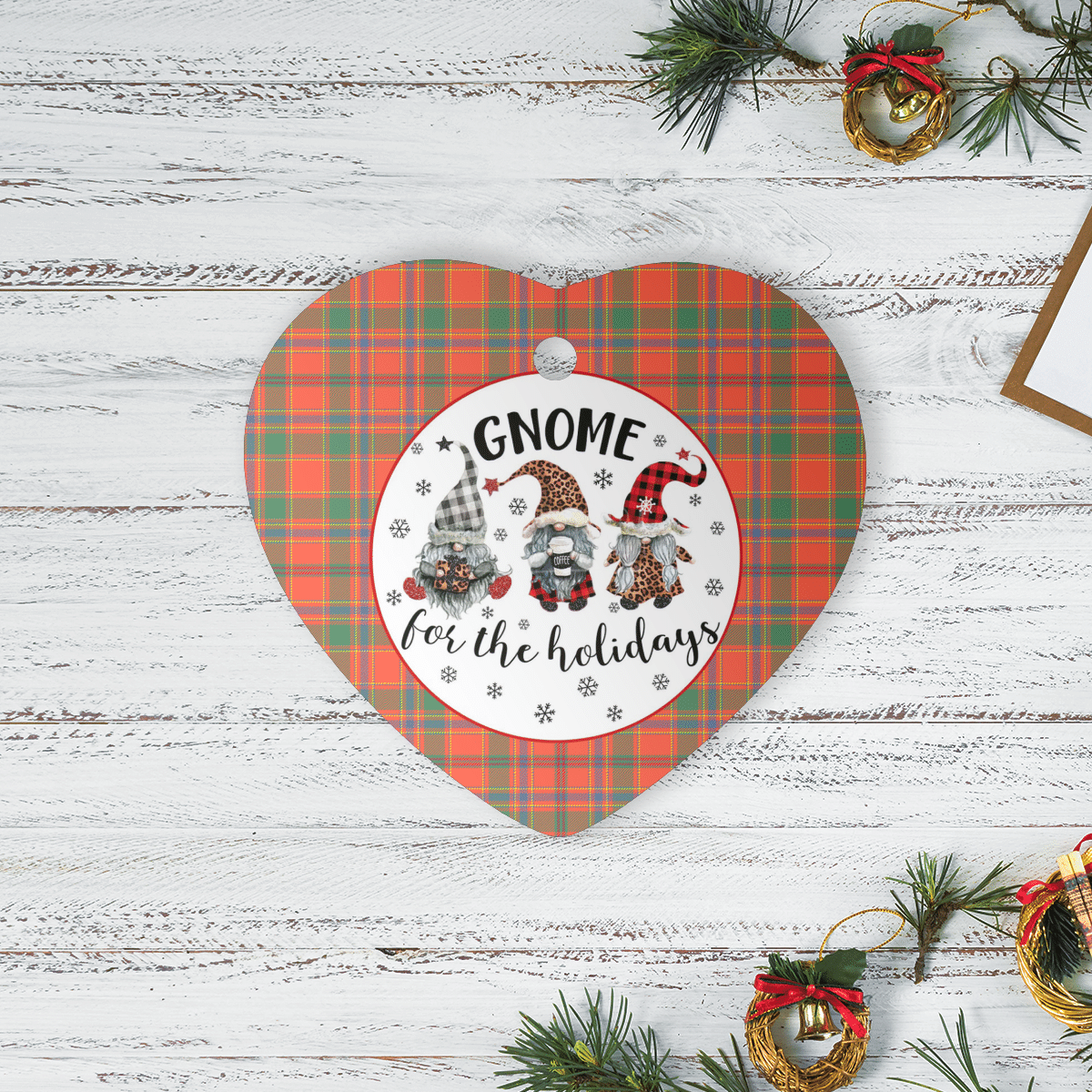 Clan Munro Ancient Tartan Tartan Crest Gnome Heart Ceramic Ornament ZY89 Munro Ancient Tartan Tartan Christmas   
