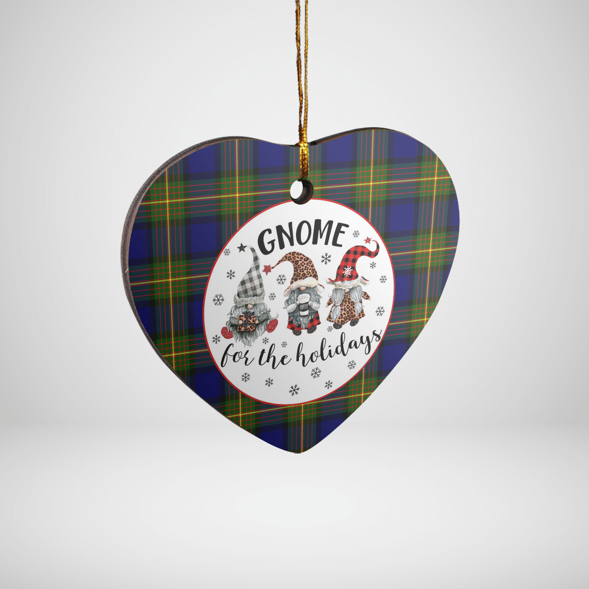 Clan Muir Tartan Tartan Crest Gnome Heart Ceramic Ornament MW33 Muir Tartan Tartan Christmas   