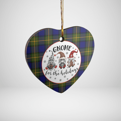 Clan Muir Tartan Tartan Crest Gnome Heart Ceramic Ornament