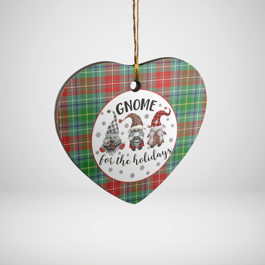 Clan Muirhead Tartan Tartan Crest Gnome Heart Ceramic Ornament MH49 Muirhead Tartan Tartan Christmas   