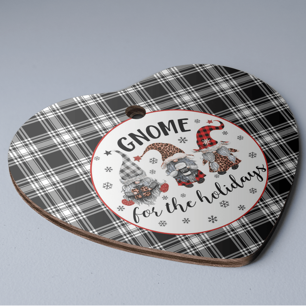 Clan Menzies Black & White Modern Tartan Tartan Crest Gnome Heart Ceramic Ornament KB19 Menzies Black & White Modern Tartan Tartan Christmas   