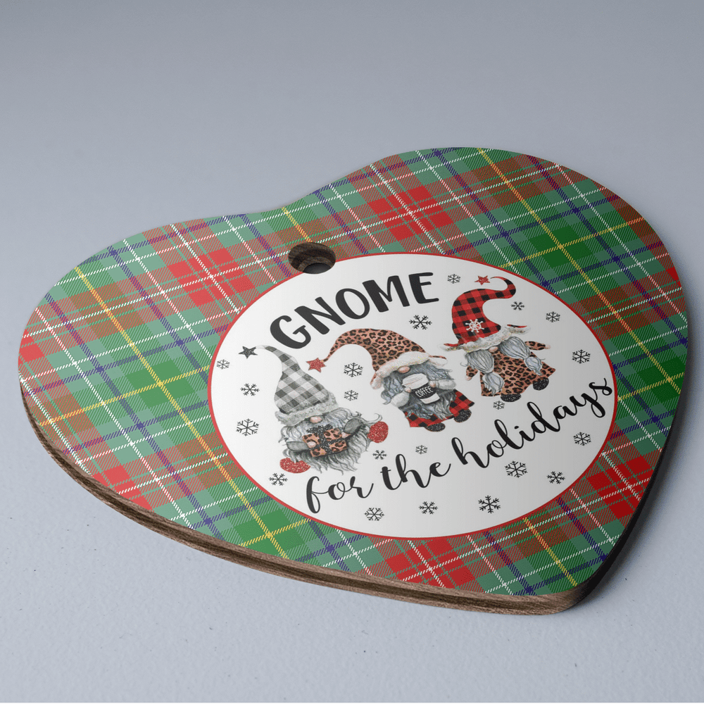 Clan Muirhead Tartan Tartan Crest Gnome Heart Ceramic Ornament MH49 Muirhead Tartan Tartan Christmas   