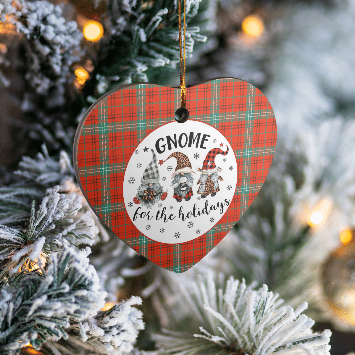 Clan Morrison Red Ancient Tartan Tartan Crest Gnome Heart Ceramic Ornament NX26 Morrison Red Ancient Tartan Tartan Christmas   