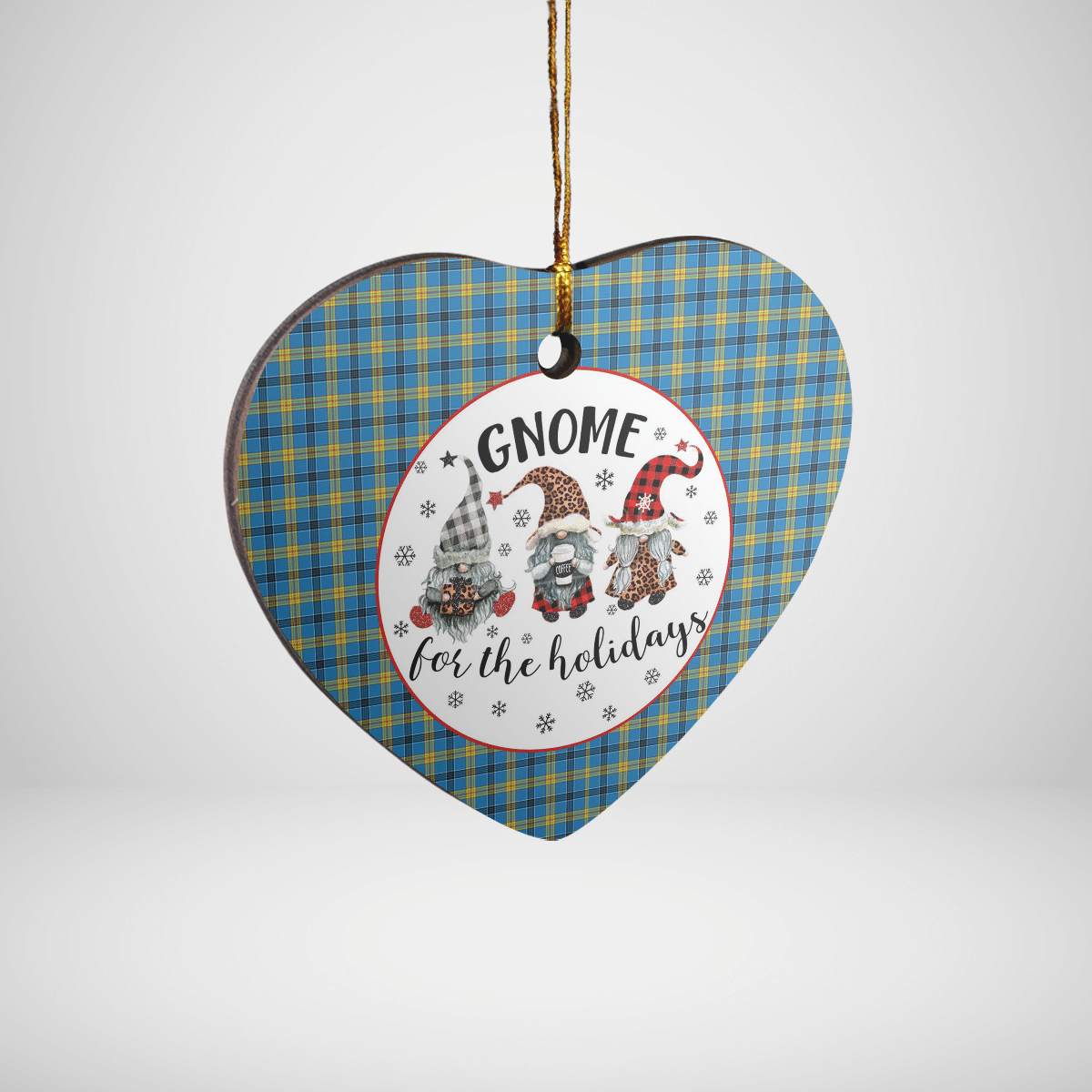 Clan Laing Tartan Tartan Crest Gnome Heart Ceramic Ornament PU50 Laing Tartan Tartan Christmas   