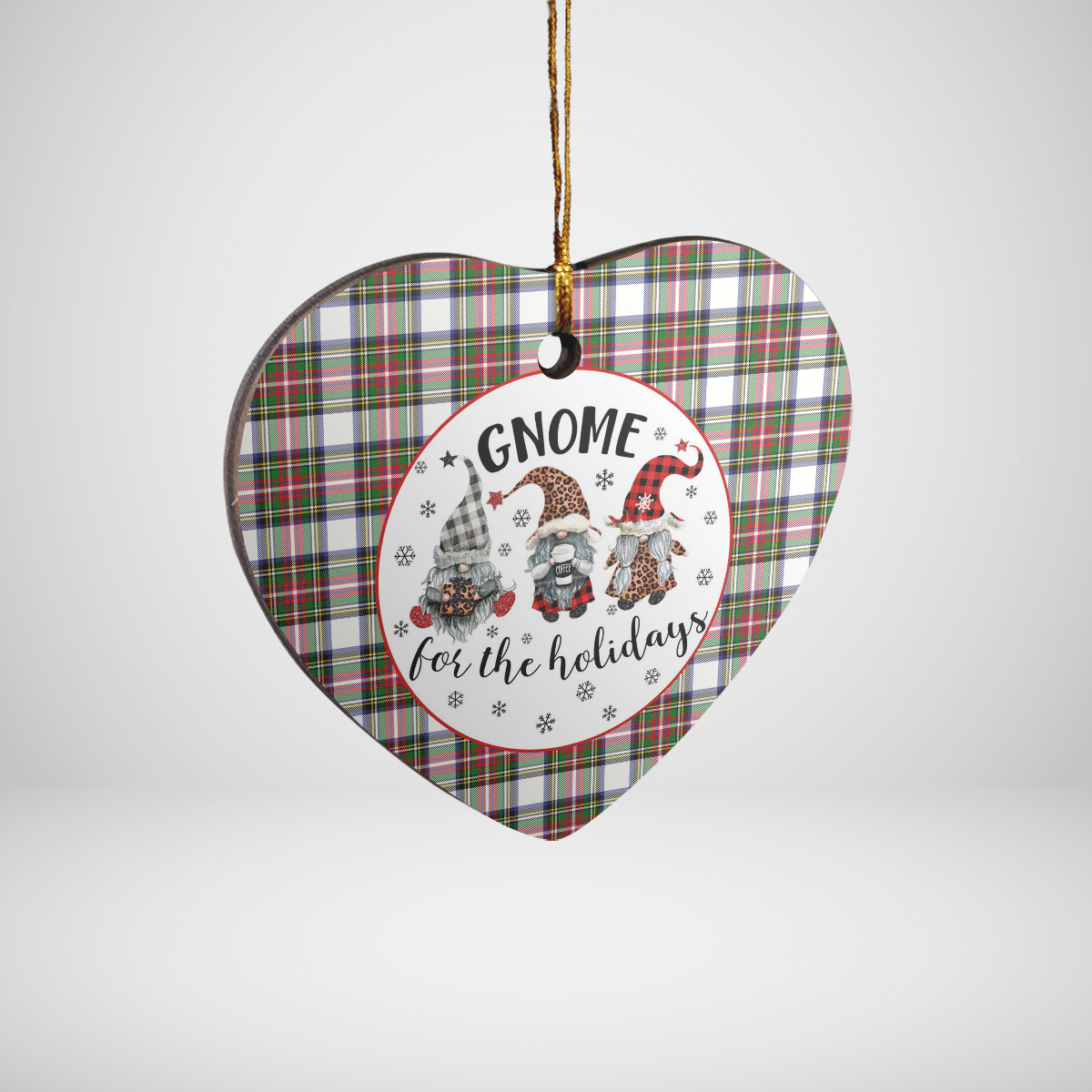 Clan Stewart Dress Modern Tartan Tartan Crest Gnome Heart Ceramic Ornament YR71 Stewart Dress Modern Tartan Tartan Christmas   