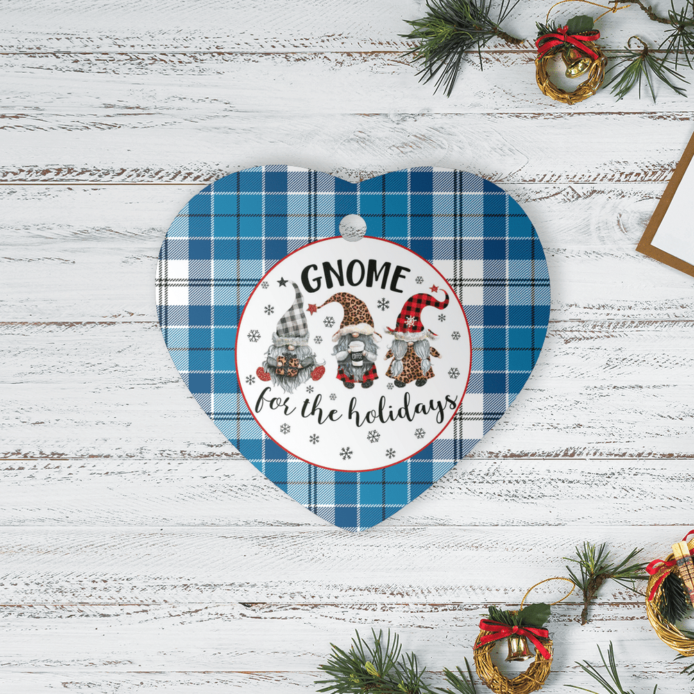 Clan Roberton Tartan Tartan Crest Gnome Heart Ceramic Ornament NW66 Roberton Tartan Tartan Christmas   