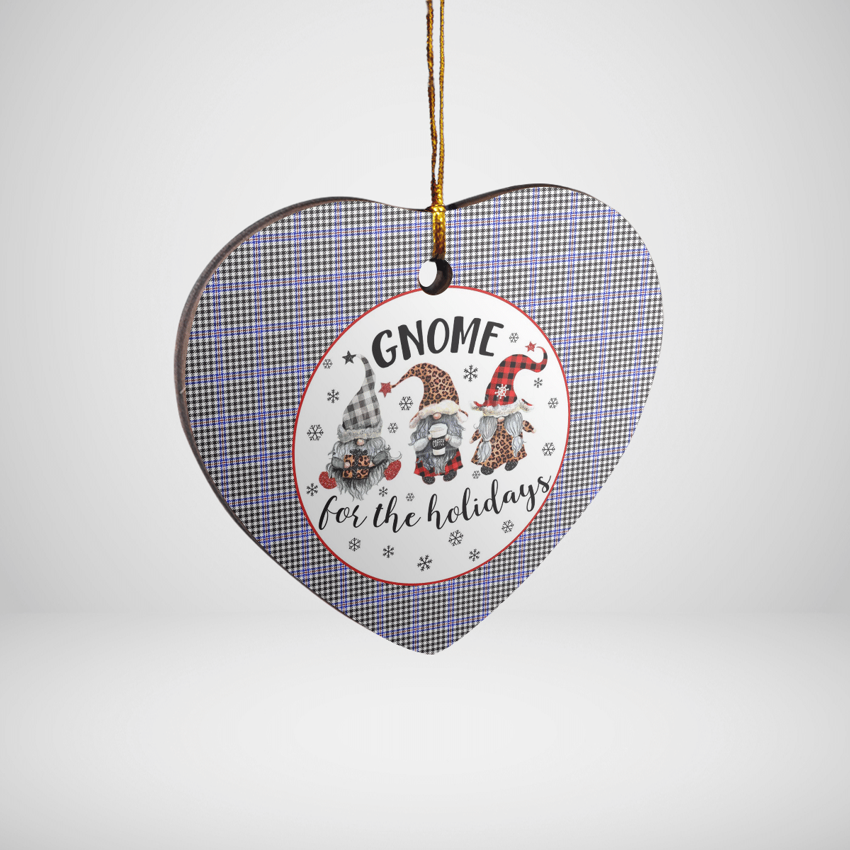 Clan Sir Walter Scott Tartan Tartan Crest Gnome Heart Ceramic Ornament LQ92 Sir Walter Scott Tartan Tartan Christmas   