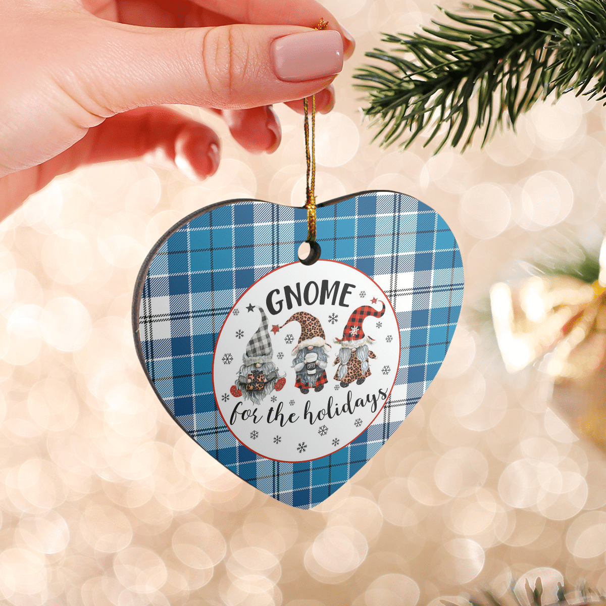 Clan Roberton Tartan Tartan Crest Gnome Heart Ceramic Ornament NW66 Roberton Tartan Tartan Christmas   