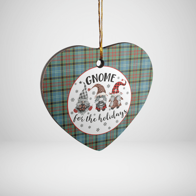 Clan Walkinshaw Tartan Tartan Crest Gnome Heart Ceramic Ornament