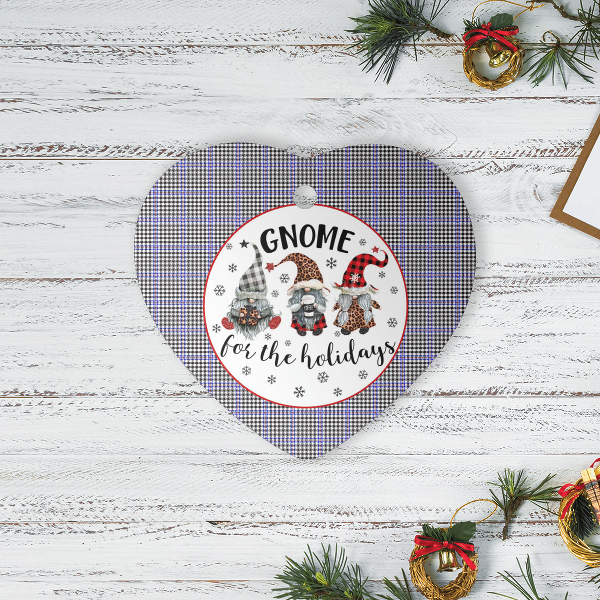 Clan Sir Walter Scott Tartan Tartan Crest Gnome Heart Ceramic Ornament LQ92 Sir Walter Scott Tartan Tartan Christmas   
