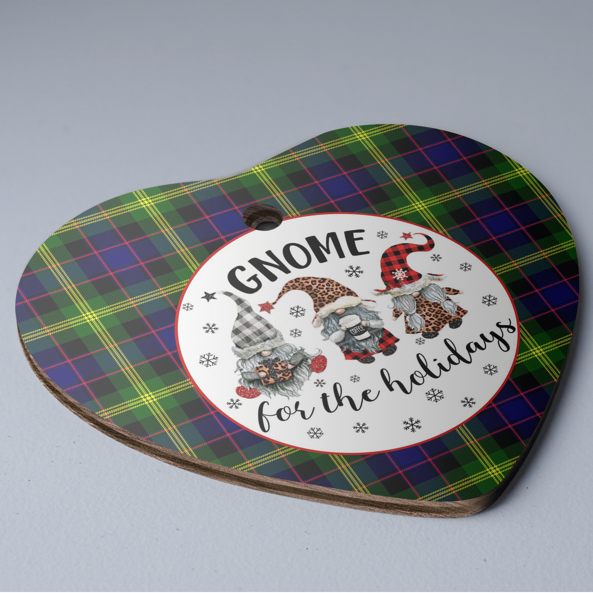 Clan Watson Modern Tartan Tartan Crest Gnome Heart Ceramic Ornament UE74 Watson Modern Tartan Tartan Christmas   