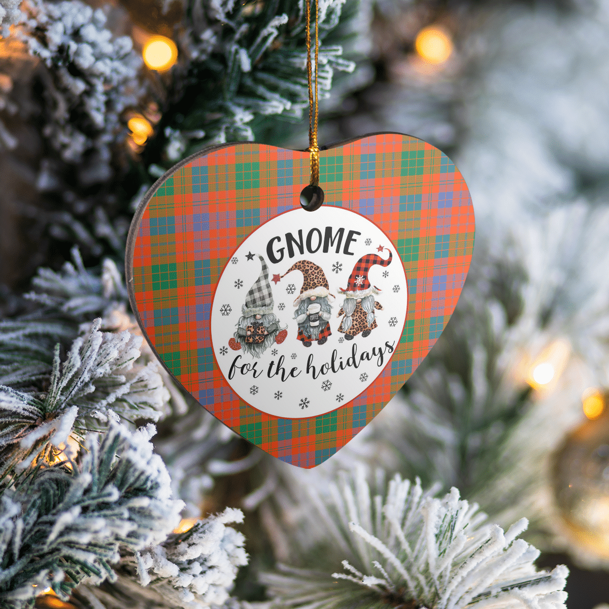 Clan Ross Ancient Tartan Tartan Crest Gnome Heart Ceramic Ornament WU61 Ross Ancient Tartan Tartan Christmas   