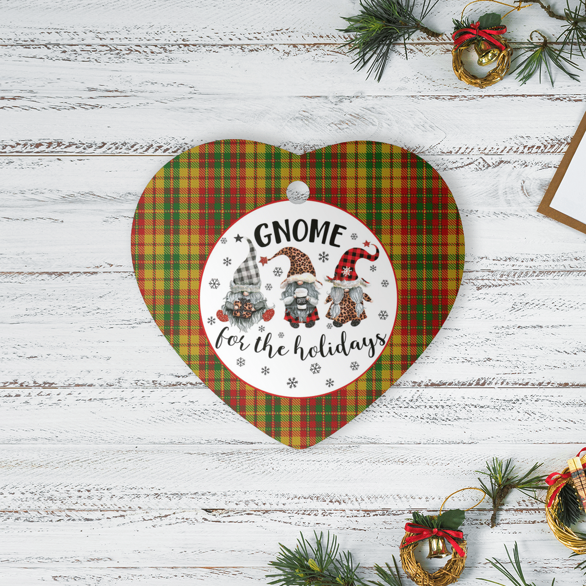 Clan Strathearn Modern Tartan Tartan Crest Gnome Heart Ceramic Ornament PF20 Strathearn Modern Tartan Tartan Christmas   