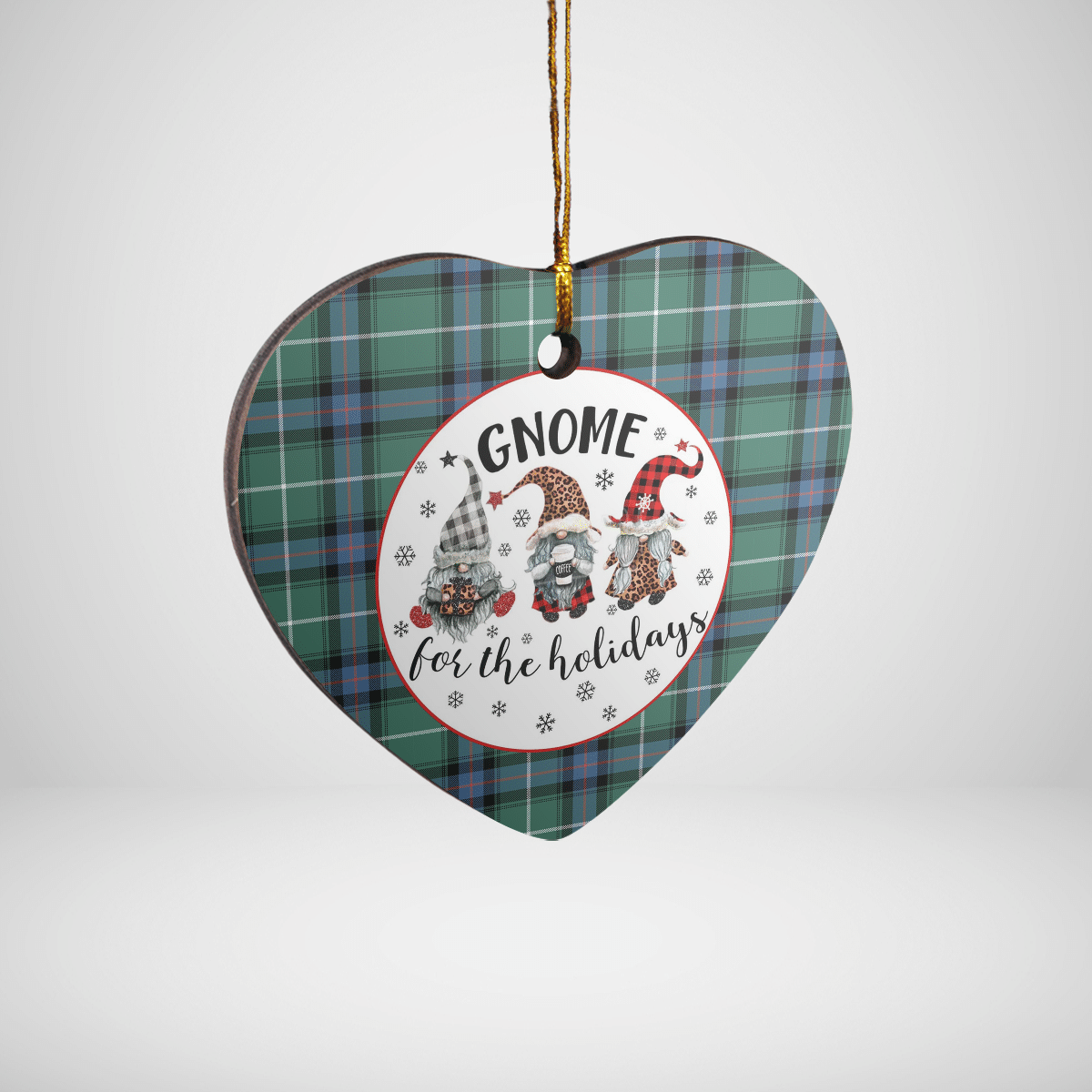 Clan MacDonald of the Isles Hunting Ancient Tartan Tartan Crest Gnome Heart Ceramic Ornament JY20 MacDonald of the Isles Hunting Ancient Tartan Tartan Christmas   